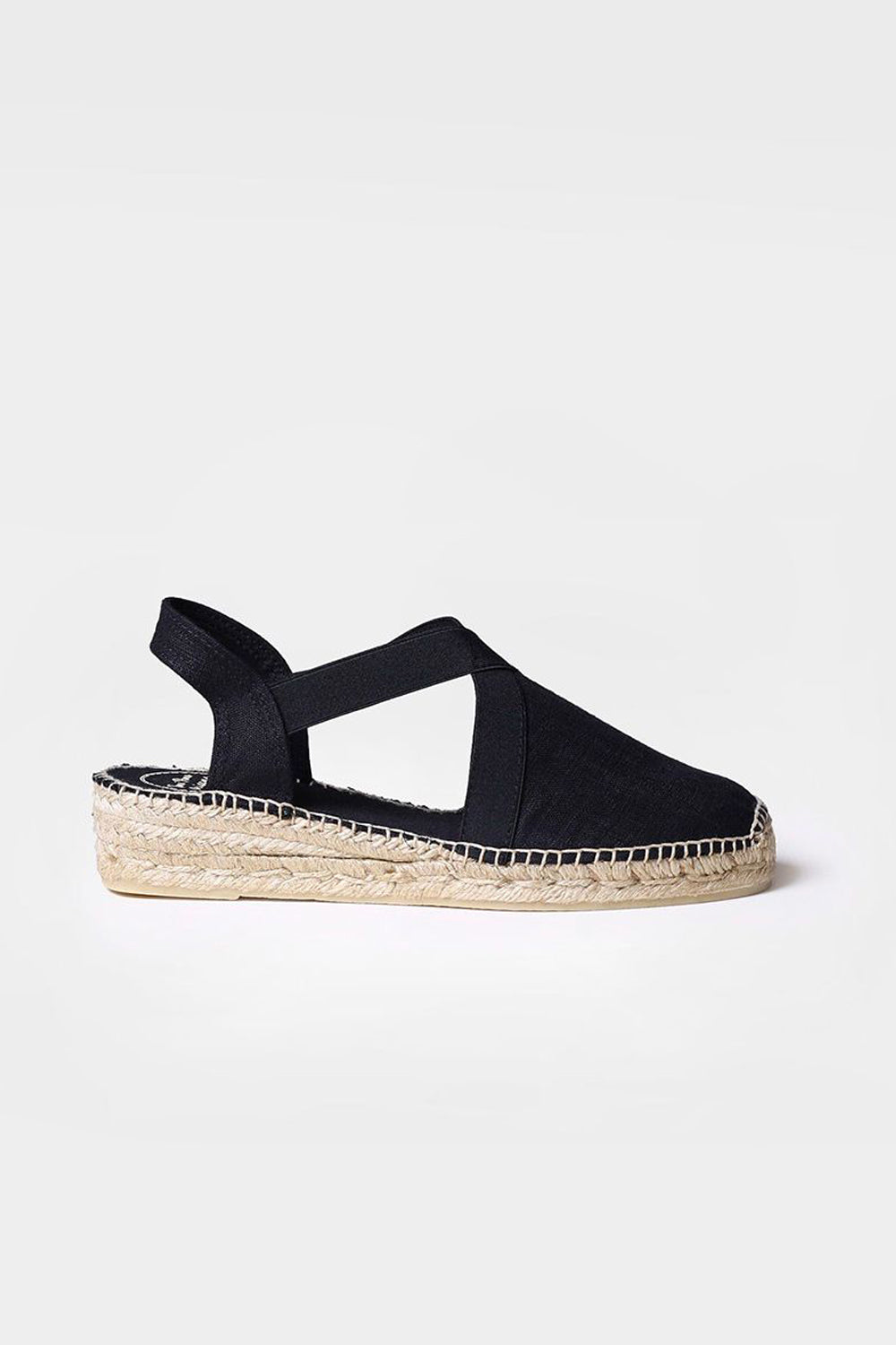 "Verona Negre" Women's flat vegan espadrilles with elastics