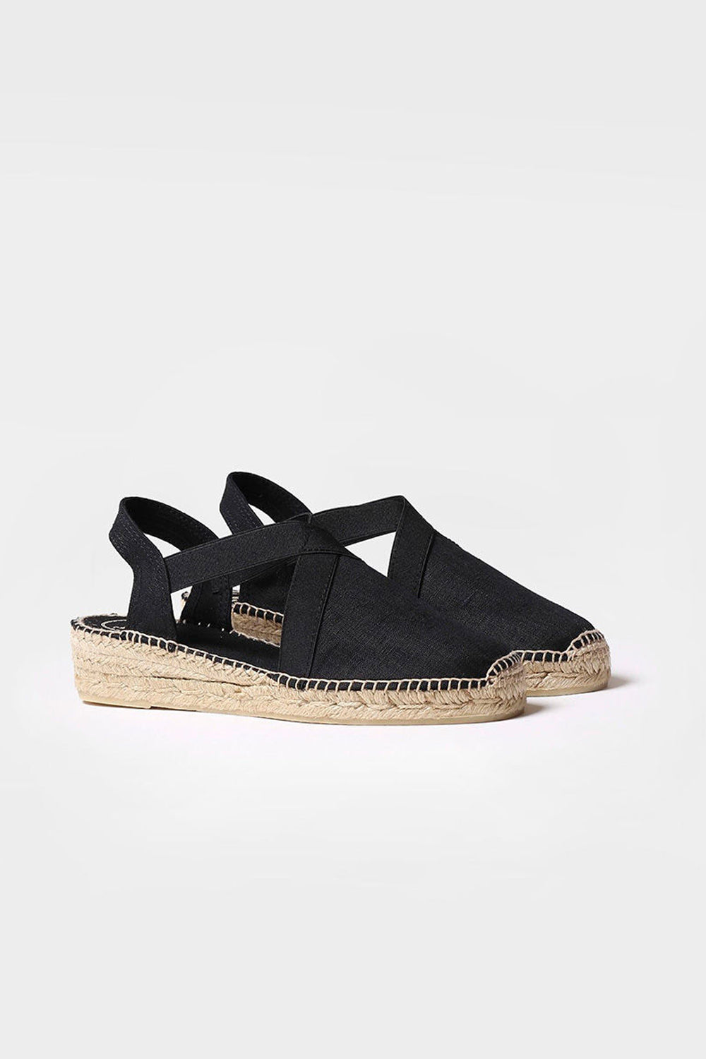 "Verona Negre" Women's flat vegan espadrilles with elastics