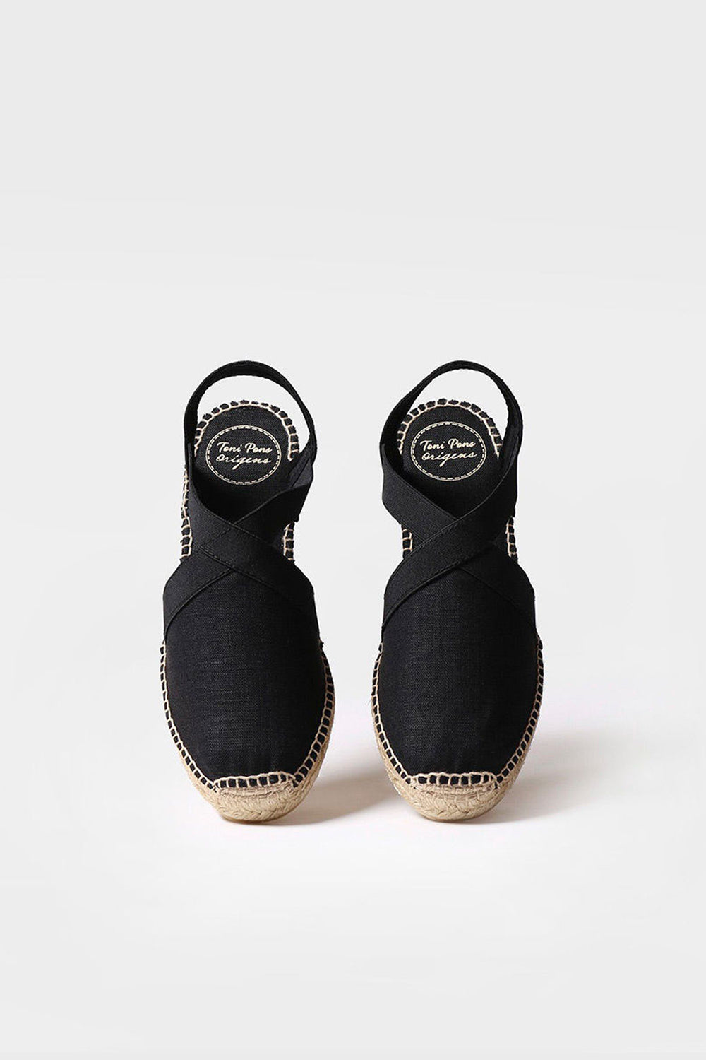 "Verona Negre" Women's flat vegan espadrilles with elastics