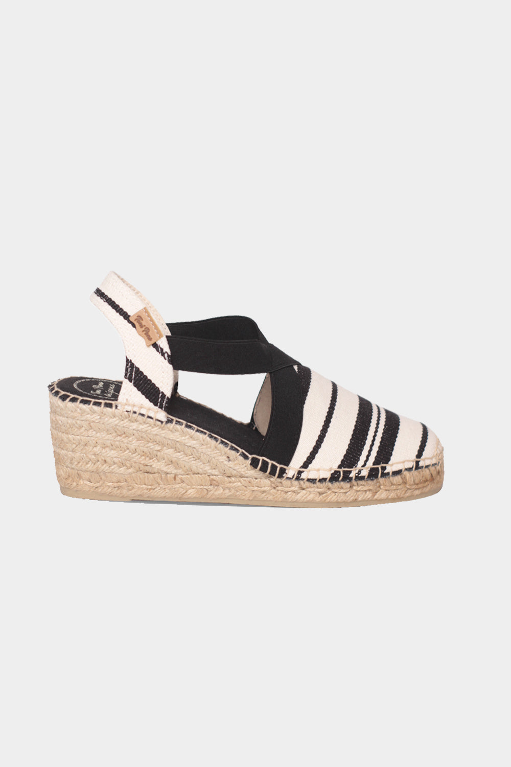 "Tarbes Cru Negre" 6cm Stripes Canvas Fabric Wedge Espadrilles