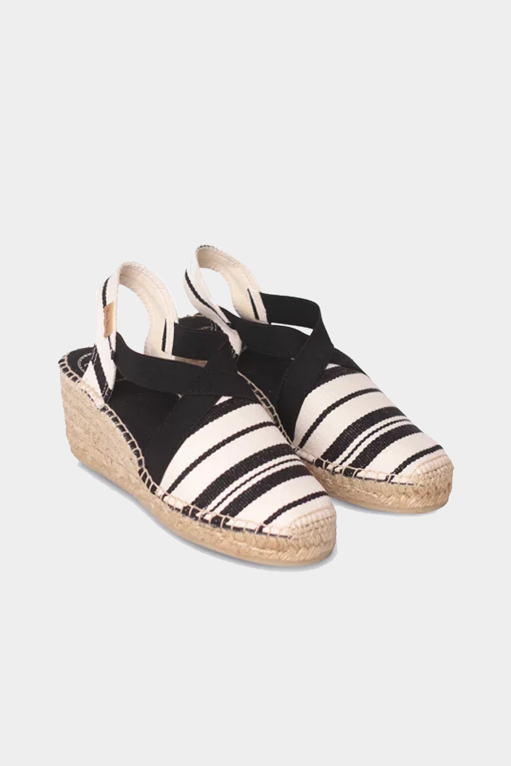 "Tarbes Cru Negre" 6cm Stripes Canvas Fabric Wedge Espadrilles