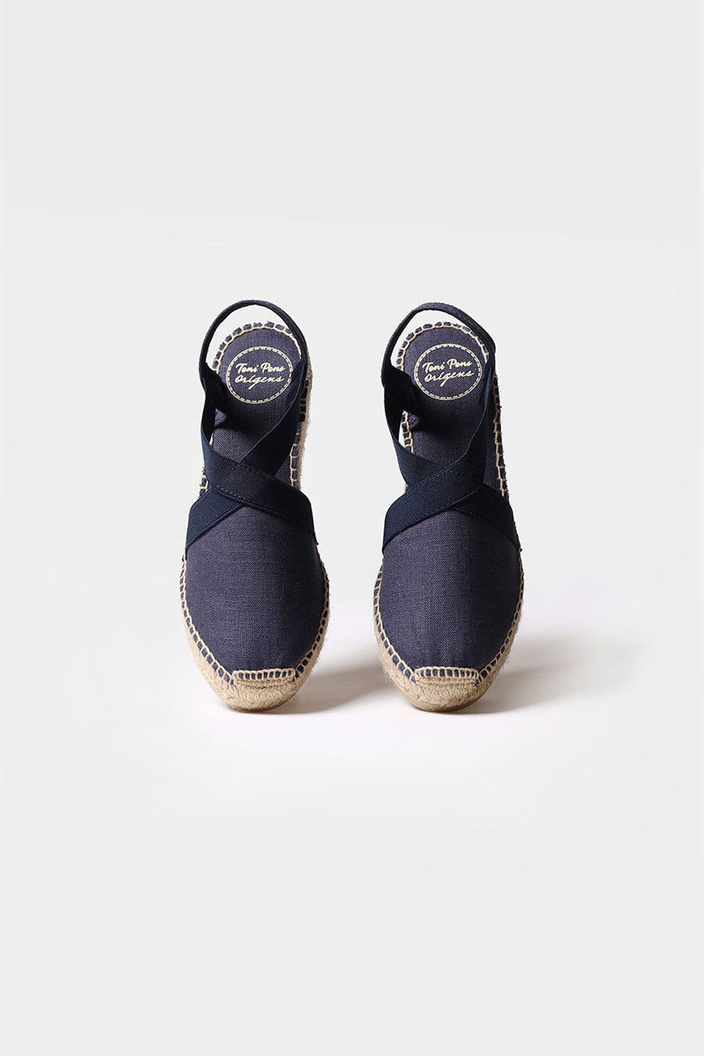 "Ter Mari" 6cm Dark Linen Fabric Wedge Espadrilles