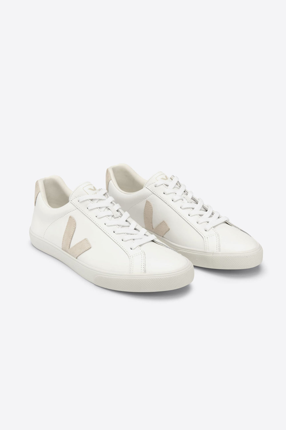 Esplar White Sable Lace-Up Leather Sneakers