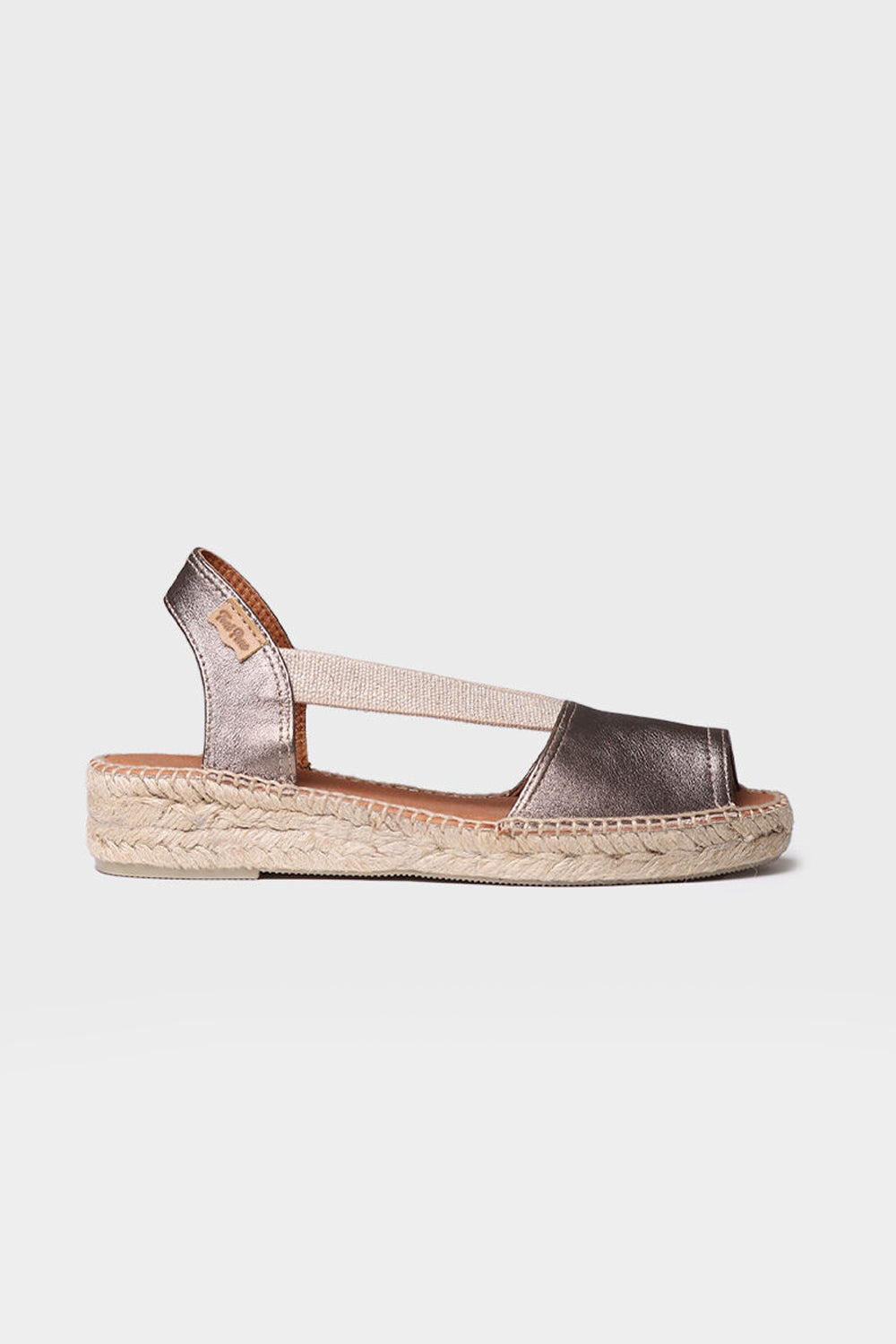 "Etna Bronze" Flat espadrille in white leather