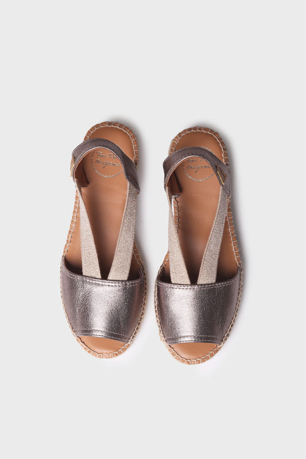 "Etna Bronze" Flat espadrille in white leather