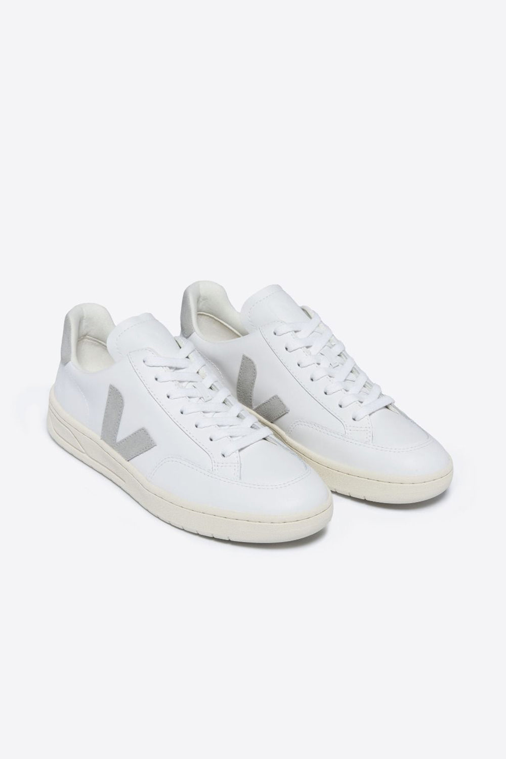 V 12 White Light Grey Leather Sneakers