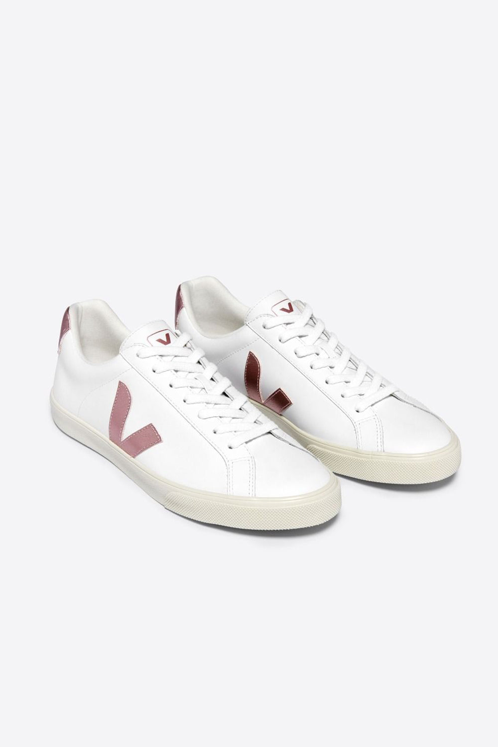 Esplar White Nacre Lace-Up Leather Sneakers