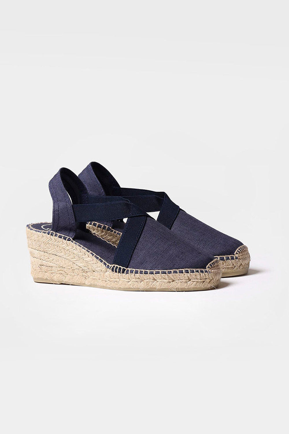 "Ter Mari" 6cm Dark Linen Fabric Wedge Espadrilles