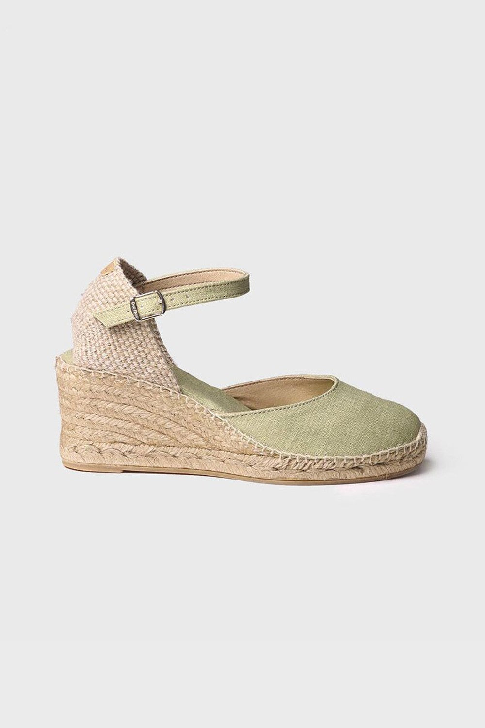 "Caldes Olive" 7cm Linen Fabric Wedge Espadrilles