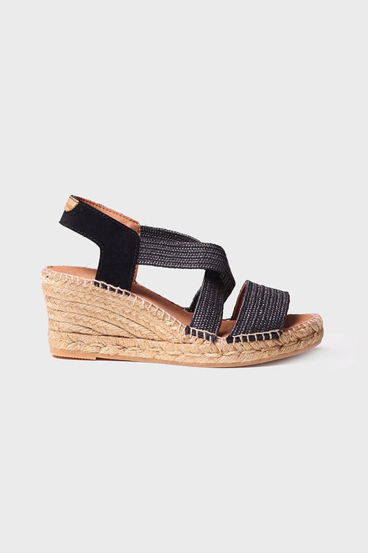 "Susa SP Negre" Wedge espadrille in fabric with elastic bands