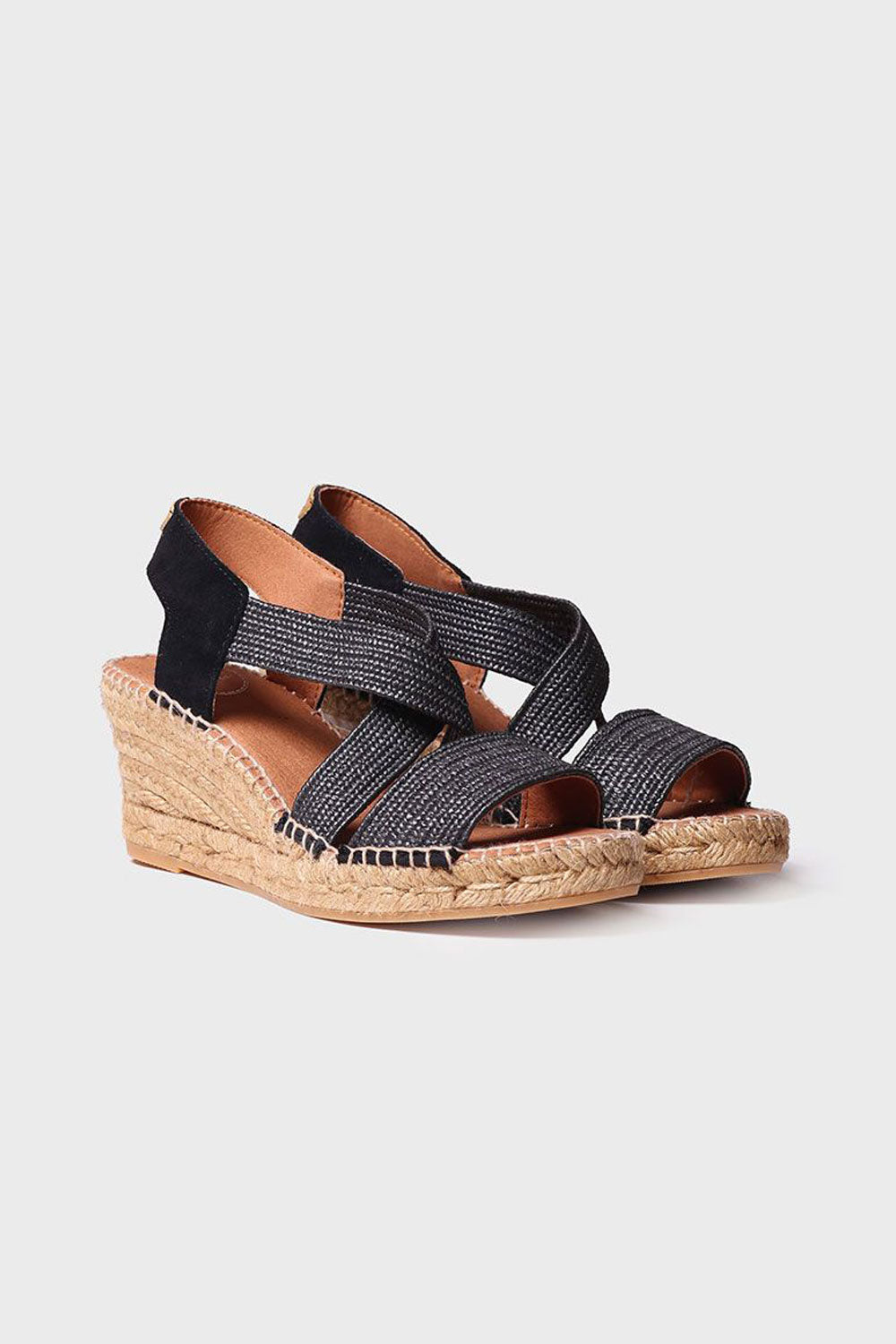 "Susa SP Negre" Wedge espadrille in fabric with elastic bands