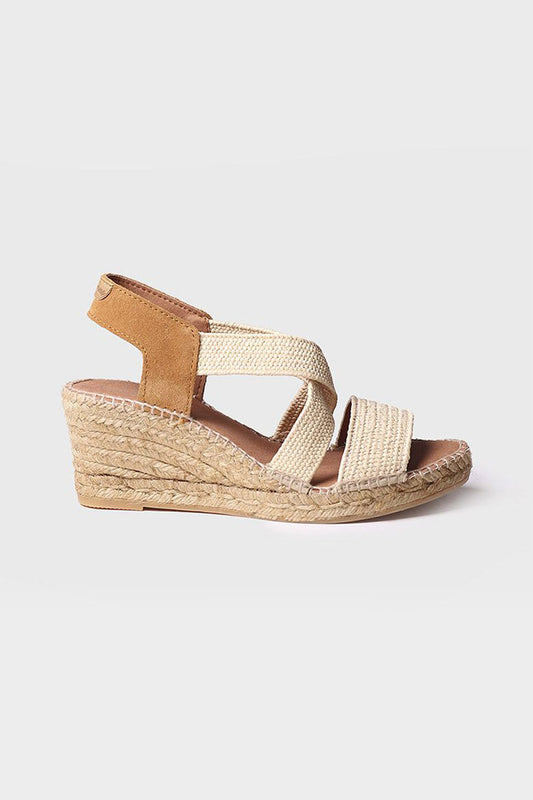 "Susa SP Natural" Wedge espadrille in fabric with elastic bands