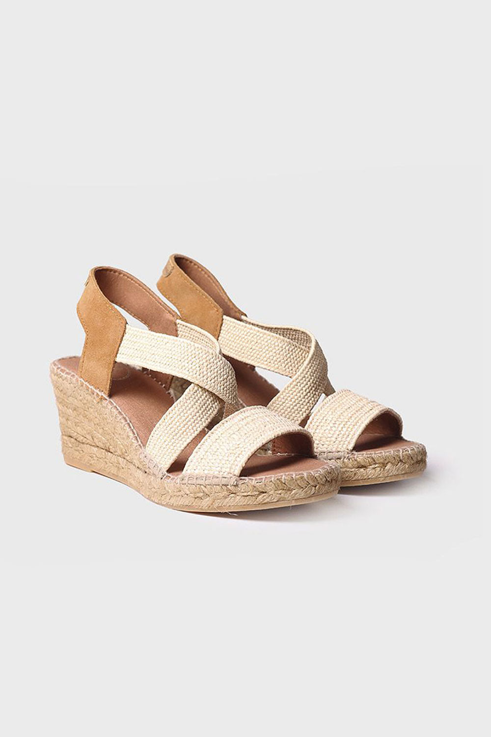 "Susa SP Natural" Wedge espadrille in fabric with elastic bands