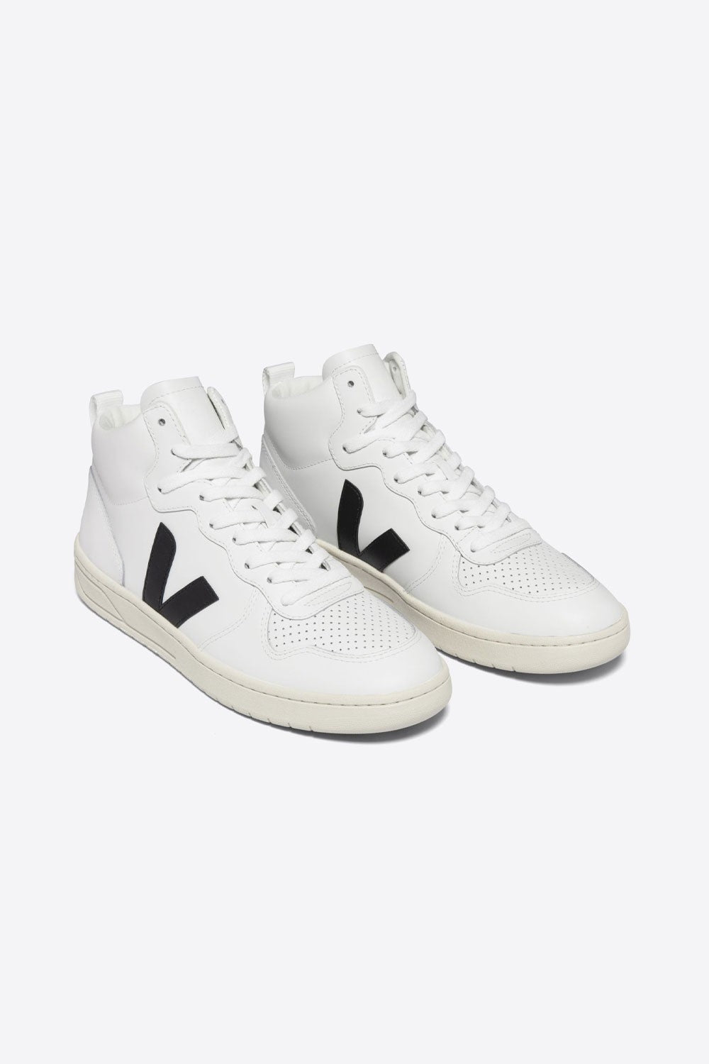 V 15 White Black Leather Sneakers